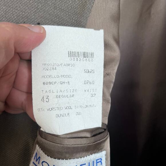 Monsieur by Givenchy Blazer -Tan-Size 43R-Vintage - Picture 11 of 12